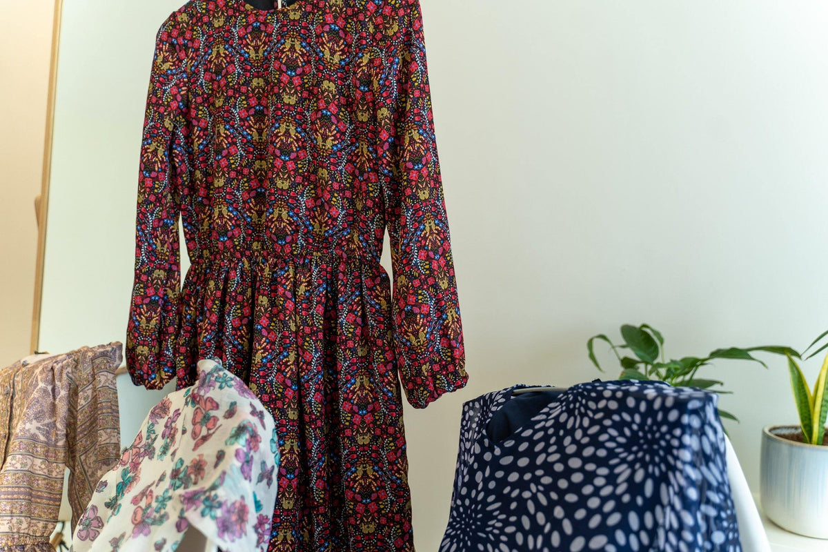 Red Floral Print Maxi Dress (GBF7002) - GOOSEBERY